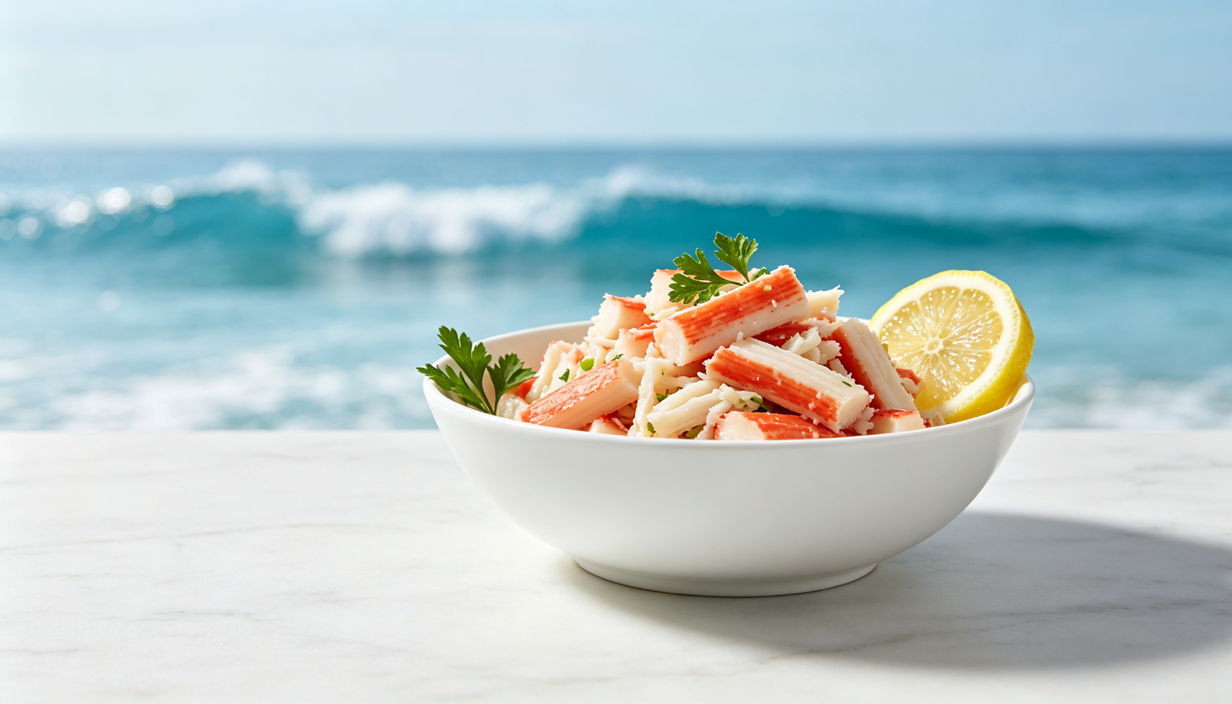 Premium surimi high protein food salad