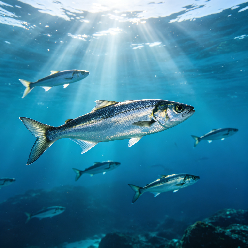 Wild Pollock in pristine ocean
